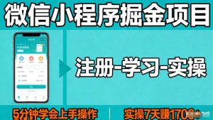 微信小程序掘金项目，项目很简单，5分钟就能学会上手操作，实操7天賺了1700+【揭秘】| 鹿鸣网创