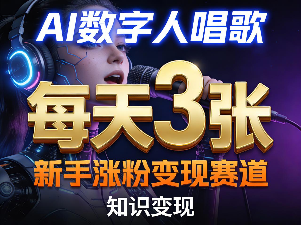 AI数字人唱歌，新手涨粉变现赛道，每天3张和知识付费，副业必备| 鹿鸣网创