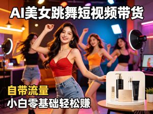 AI美女跳舞短视频带货：自带流量，小白零基础轻松賺，详细拆解| 鹿鸣网创