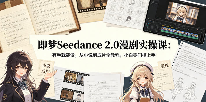 即梦Seedance 2.0漫剧实操课：有手就能做，从小说到成片全教程，小白零门槛上手| 鹿鸣网创