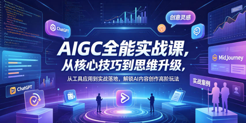 AIGC全能实战课，从核心技巧到思维升级，从工具应用到实战落地，解锁AI内容创作高阶玩法| 鹿鸣网创