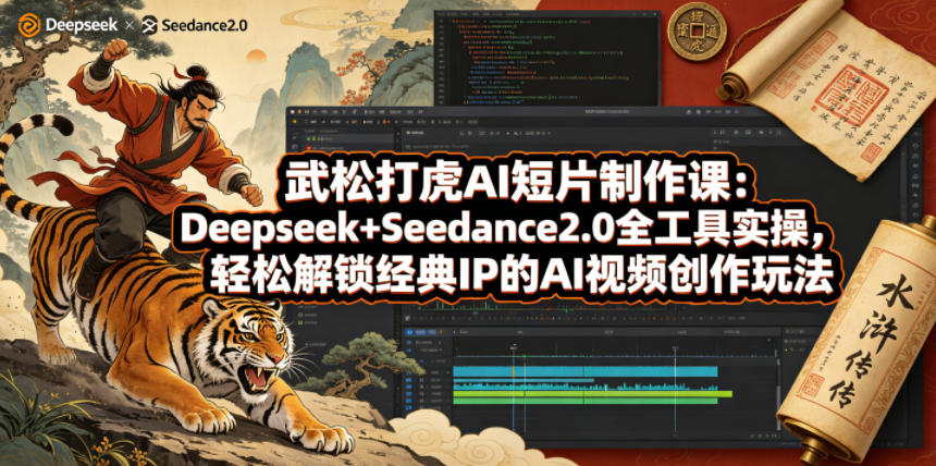 武松打虎AI短片制作课：Deepseek+Seedance2.0全工具实操，轻松解锁经典IP的AI视频创作玩法| 鹿鸣网创