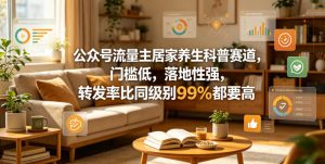 公众号流量主居家养生科普赛道，门槛低，落地性强，转发率比同级别99％都要高| 鹿鸣网创