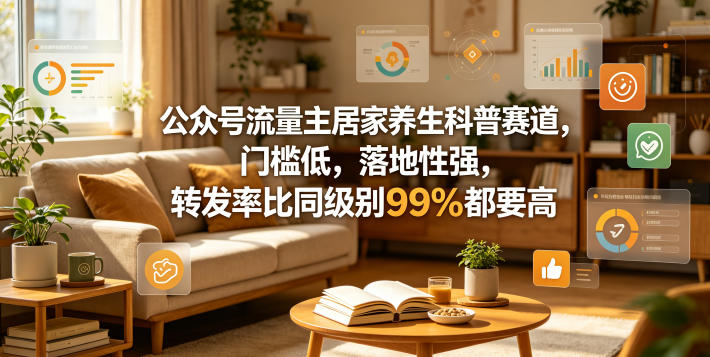 公众号流量主居家养生科普赛道，门槛低，落地性强，转发率比同级别99％都要高| 鹿鸣网创
