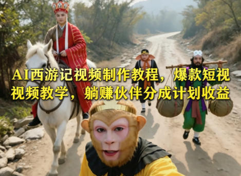 AI西游记视频制作教程，爆款短视频教学，躺賺伙伴分成计划收益| 鹿鸣网创