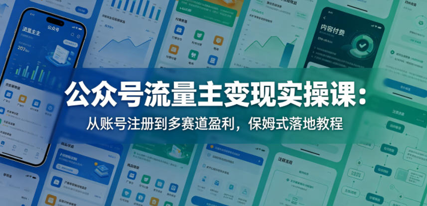 公众号流量主变现实操课：从账号注册到多赛道盈利，保姆式落地教程| 鹿鸣网创