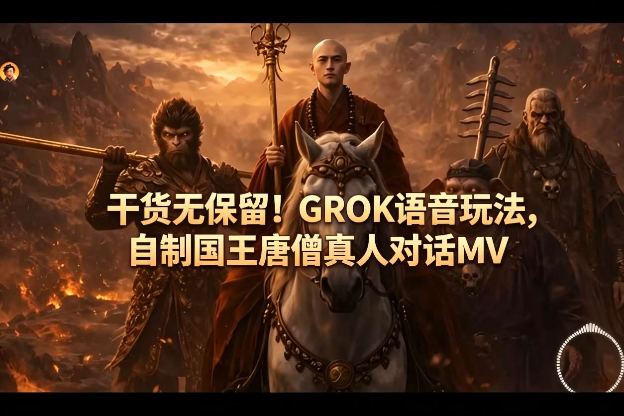 干货无保留！GROK语音玩法，自制国王唐僧真人对话MV| 鹿鸣网创