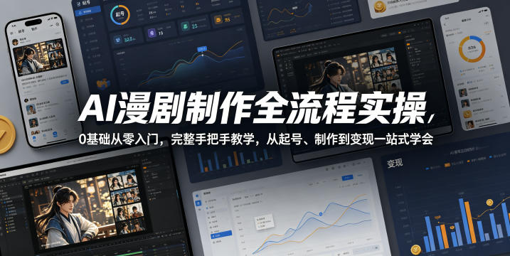 AI漫剧制作全流程实操，0基础从零入门，完整手把手教学，从起号、制作到变现一站式学会| 鹿鸣网创