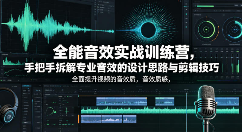 全能音效实战训练营，手把手拆解专业音效的设计思路与剪辑技巧，全面提升视频的音效质感| 鹿鸣网创
