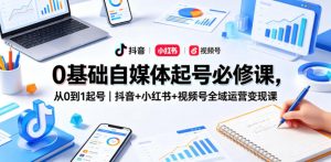 0基础自媒体起号必修课，从0到1起号｜抖音+小红书+视频号全域运营变现课| 鹿鸣网创