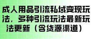 成人用品引流私域变现玩法，多种引流玩法最新玩法，操作简单（含货源渠道）| 鹿鸣网创