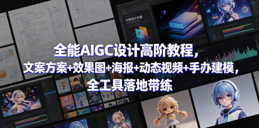 全能AIGC设计高阶教程，文案方案+效果图+海报+动态视频+手办建模，全工具落地带练| 鹿鸣网创