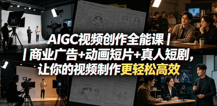 AIGC视频创作全能课｜商业广告+动画短片+真人短剧，让你的视频制作更轻松高效| 鹿鸣网创