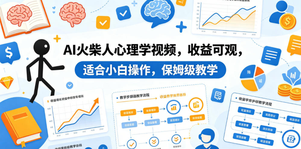 AI火柴人心理学视频，收益可观，适合小白操作，保姆级教学| 鹿鸣网创