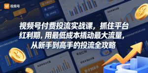 视频号付费投流实战课，抓住平台红利期，用最低成本撬动最大流量，从新手到高手的投流全攻略| 鹿鸣网创