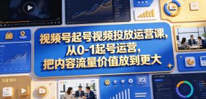 视频号起号视频投放运营课，从0-1起号运营，把内容流量价值放到更大| 鹿鸣网创