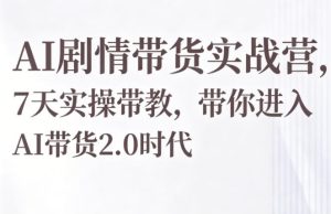 AI剧情带货实战营，7天实操带教，带你进入AI带货2.0时代| 鹿鸣网创