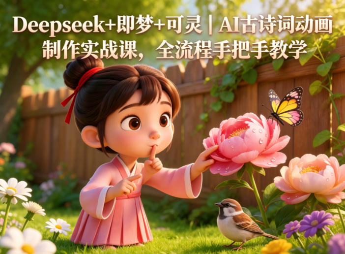 Deepseek+即梦+可灵｜AI古诗词动画制作实战课，全流程手把手教学| 鹿鸣网创