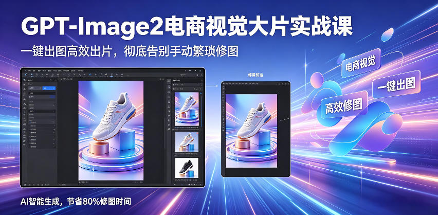 GPT-Image2电商视觉大片实战课，一键出图高效出片，彻底告别手动繁琐修图| 鹿鸣网创
