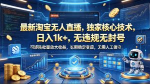 最新淘宝无人直播，独家核心技术，日入1k+，无违规无封号，可矩阵批量放大，长期稳定，无需人工值守【揭秘】| 鹿鸣网创