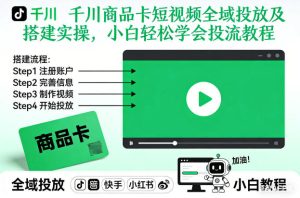 千川商品卡短视频全域投放及搭建实操，小白轻松学会投流教程（更新26年4月）| 鹿鸣网创