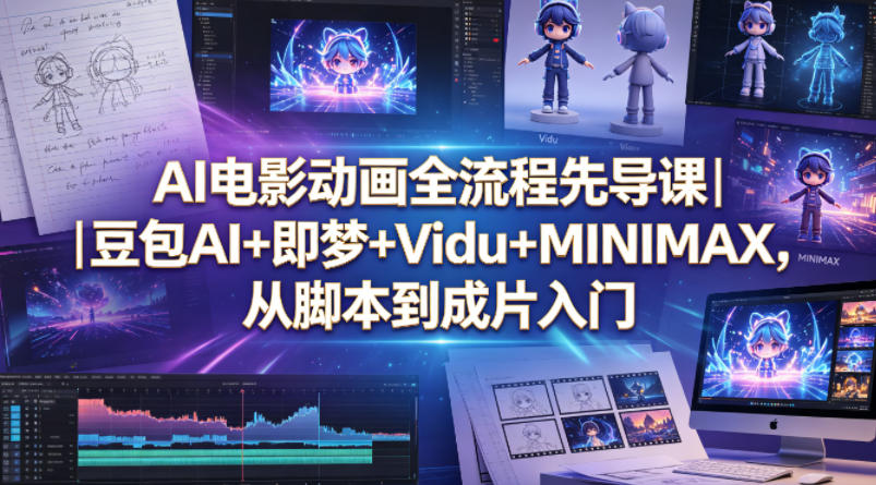 AI电影动画全流程先导课｜豆包AI+即梦+Vidu+MINIMAX，从脚本到成片入门| 鹿鸣网创