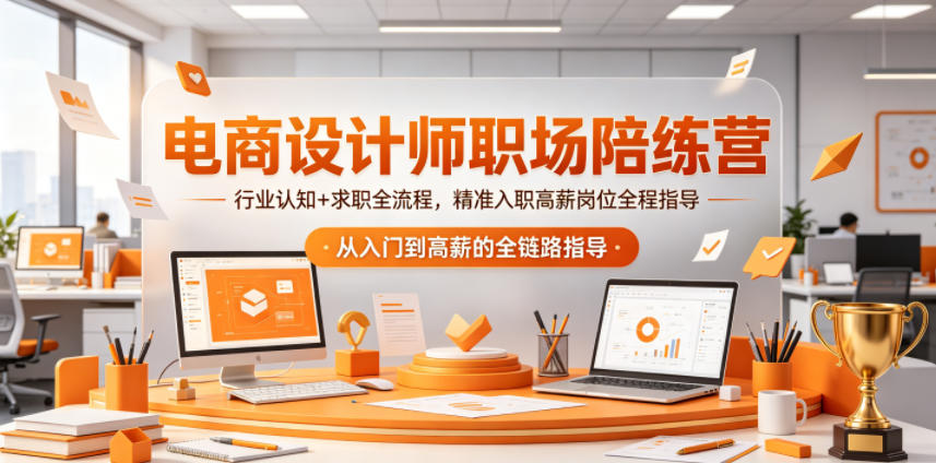 电商设计师职场陪练营，行业认知+求职全流程，精准入职高薪岗位全程指导| 鹿鸣网创