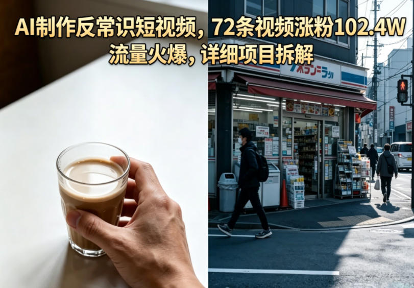 AI制作反常识短视频，72条视频涨粉102.4W，流量火爆，详细项目拆解| 鹿鸣网创