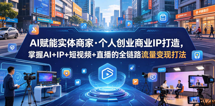AI赋能实体商家·个人创业商业IP打造，掌握AI+IP+短视频+直播的全链路流量变现打法| 鹿鸣网创