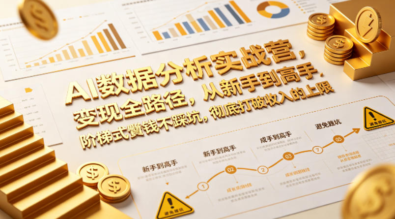 AI数据分析实战营，变现全路径，从新手到高手，阶梯式賺钱不踩坑，彻底打破收入的上限| 鹿鸣网创