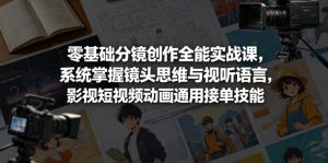 零基础分镜创作全能实战课，系统掌握镜头思维与视听语言，影视短视频动画通用接单技能| 鹿鸣网创