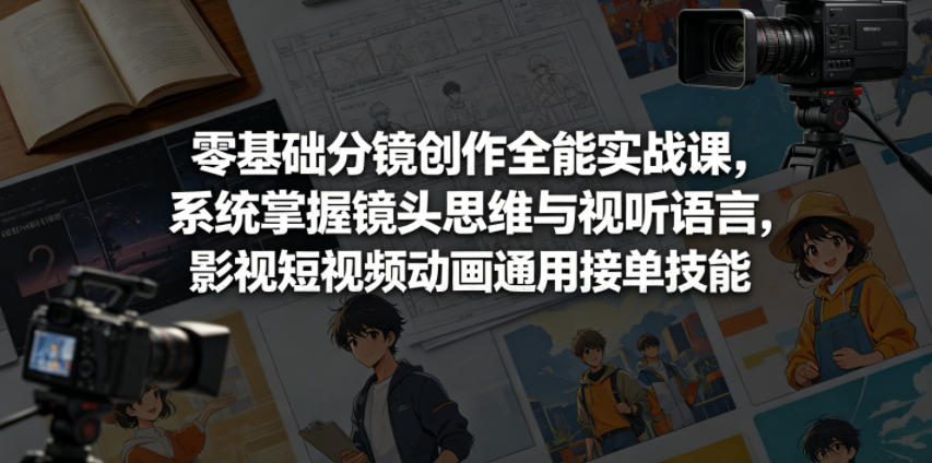 零基础分镜创作全能实战课，系统掌握镜头思维与视听语言，影视短视频动画通用接单技能| 鹿鸣网创