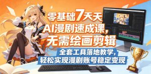 零基础7天AI漫剧速成课，无需绘画剪辑，全套工具落地教学，轻松实现漫剧账号稳定变现| 鹿鸣网创