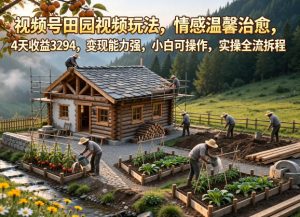 视频号田园视频玩法,情感温馨治愈,4天收益3294,变现能力强,小白可操作,实操全流程拆解| 鹿鸣网创