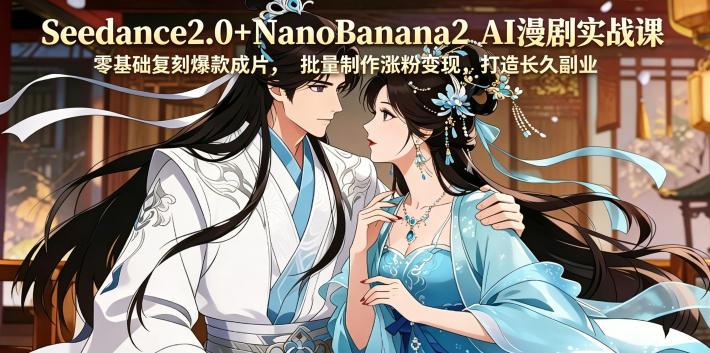 Seedance2.0+NanoBanana2 AI漫剧实战课，零基础复刻爆款成片涨粉变现，打造长久副业收益| 鹿鸣网创