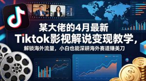 某大佬的4月最新Tiktok影视解说变现教学，解锁海外流量，小白也能深耕海外赛道賺美刀（更新）| 鹿鸣网创