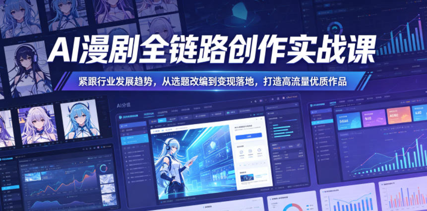 AI漫剧全链路创作实战课，紧跟行业发展趋势，从选题改编到变现落地，打造高流量优质作品| 鹿鸣网创