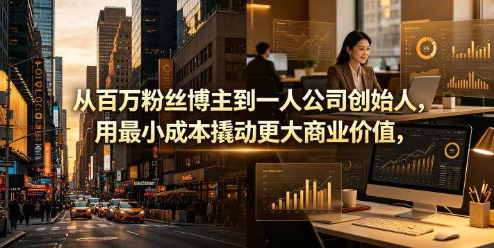 从百万粉丝博主到一人公司创始人，用最小成本撬动更大商业价值| 鹿鸣网创