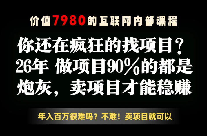 26年请不要疯狂的找项目了，卖项目远比你想象的暴利，你也可以月入10W+【揭秘】| 鹿鸣网创