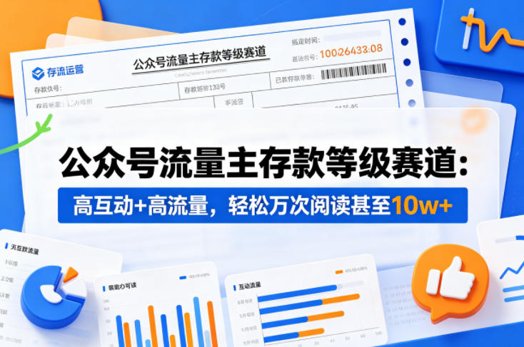公众号流量主之存款等级赛道，高互动+高流量，轻松达到万次阅读，甚至10w+| 鹿鸣网创