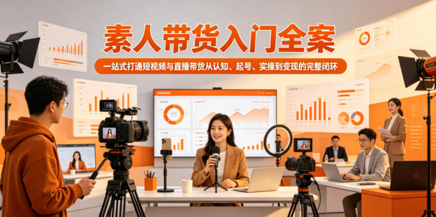素人带货入门全案，一站式打通短视频与直播带货从认知、起号、实操到变现的完整闭环| 鹿鸣网创