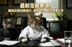 最新宝藏赛道！猫咪还原经典港片，涨粉飞快，新手简单上手| 鹿鸣网创