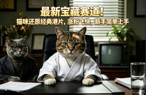 最新宝藏赛道！猫咪还原经典港片，涨粉飞快，新手简单上手| 鹿鸣网创