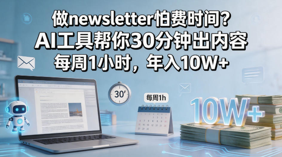 做newsletter怕费时间？AI工具帮你30分钟出内容，每周1小时，年入10W+！【原创双语字幕】| 鹿鸣网创