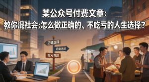 某公众号付费文章：教你混社会：怎么做正确的、不吃亏的人生选择？| 鹿鸣网创