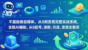 不露脸做自媒体，从0到变现完整实战系统，全程AI辅助，从0起号、涨粉、引流、变现全套闭环| 鹿鸣网创