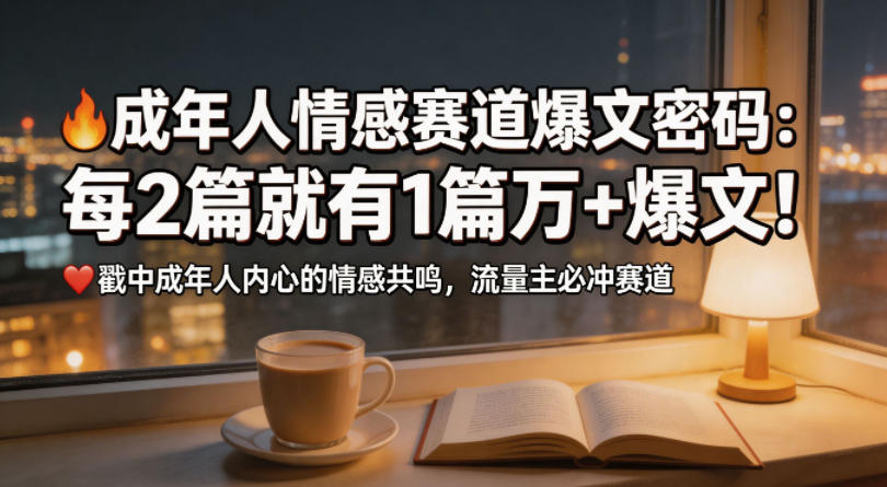 公众号流量主成年人情感心理赛道，流量最大，受众最广的主流赛道之一，平均每2篇就有1篇万爆文章| 鹿鸣网创