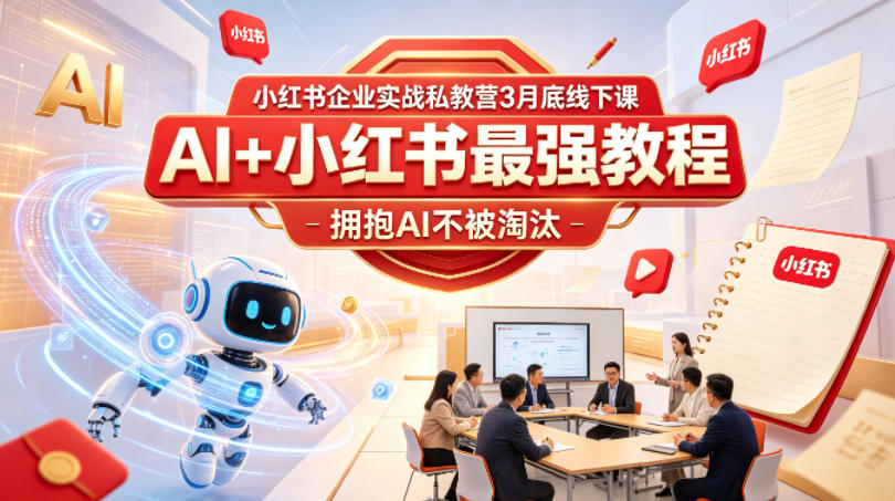 小红书企业实战私教营3月底线下课，AI+小红书最强教程，拥抱AI不被淘汰| 鹿鸣网创