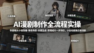 AI漫剧制作全流程实操，零基础从小说改编-角色场景-分镜生成-剪辑成片一步到位，小白也能独立做漫剧| 鹿鸣网创