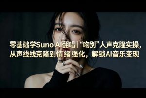 零基础学Suno AI翻唱｜《吻别》人声克隆实操，从声线克隆到情绪强化，解锁AI音乐变现| 鹿鸣网创